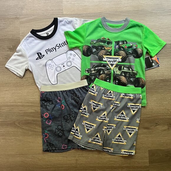 4/5 Spider-Man & Monster Jam Boys Graphic Print Tee & Shorts Sleep Sets - Picture 1 of 7